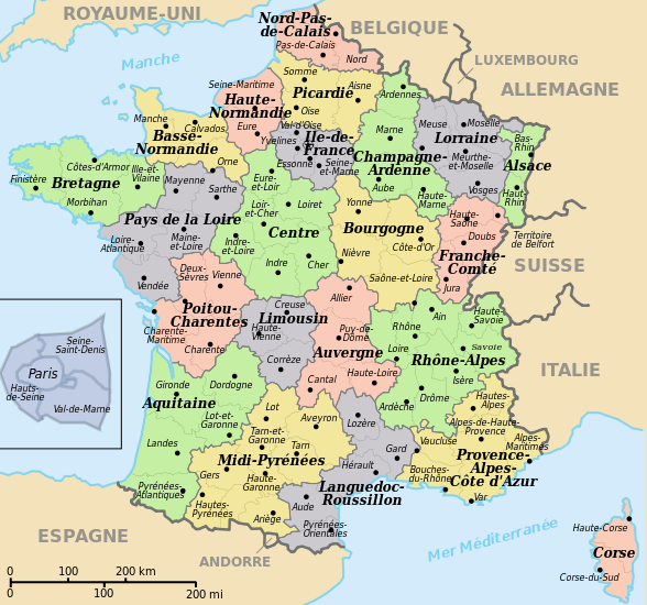 Ancien Possession et Région Naturelle / 中世以降のフランスの勢力図 