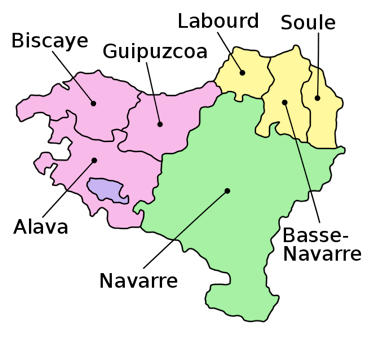 Carte des provinces du pays basque - french